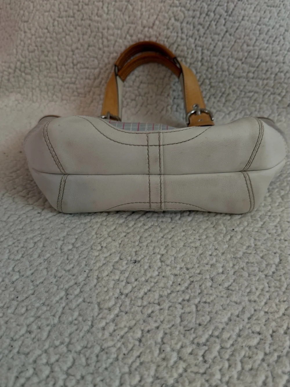 Coach Plaid Tote with Tan Leather Trim